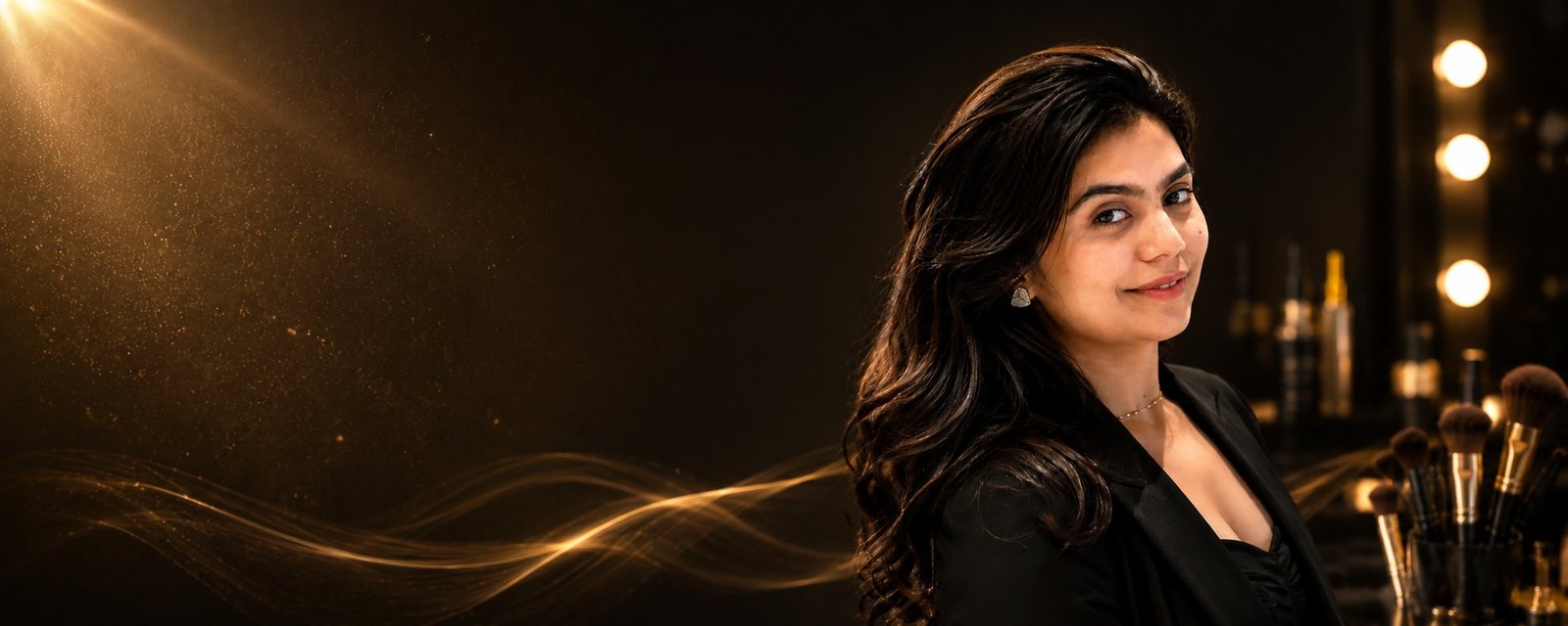Aishwarya Malaniya, professional makeup artist, at her studio vanity